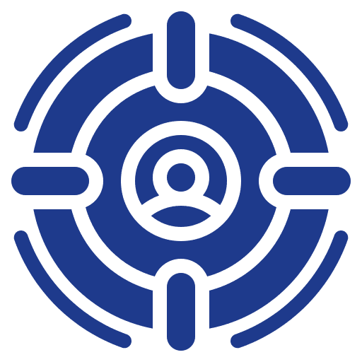 Target crosshair with a person at the center icon