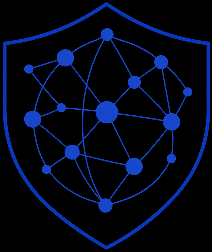 Shield with connected network nodes icon